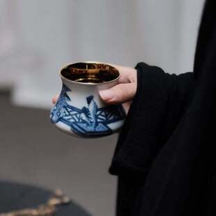 景德镇弥云斋墨樵青花文房品鉴杯纯手工手绘款主人杯单杯