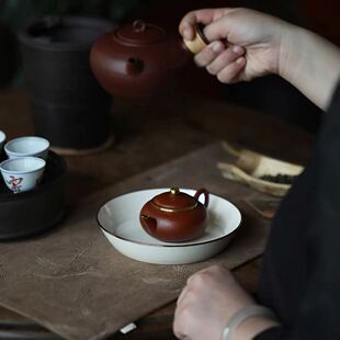 弥云斋限量版[云尘]云白手刻诗文壶承手工手绘干泡台茶承