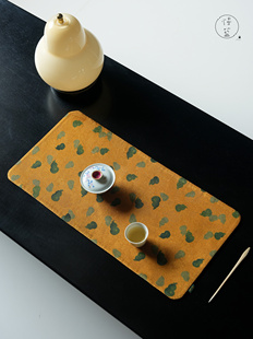 慢蓝海棠香云纱茶席复古禅意真丝手工茶垫茶席