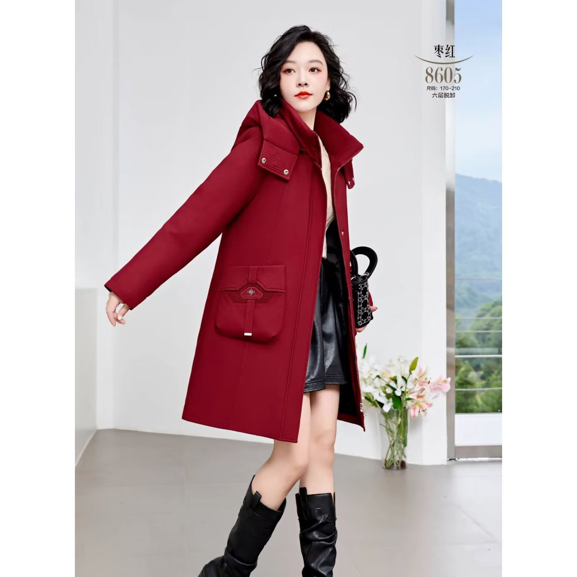 2026新款女士款活面脱卸羽绒服九成品衣皮外壳翻新定制加工WB8605