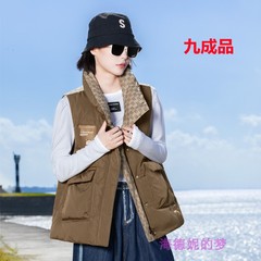 新款女士羽绒服马甲外套九成品Y-6215半成品衣壳衣皮翻新定制加工