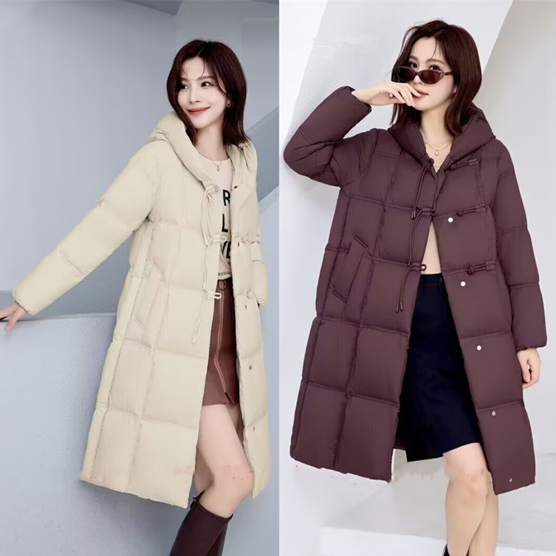 特价款女式休闲中长款羽绒服九成品L6658半成品定制翻新加厚加工