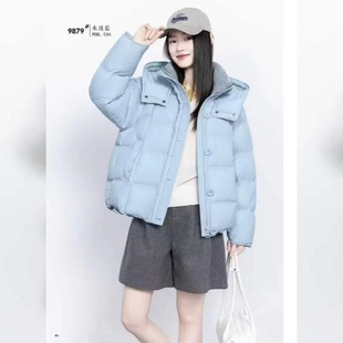 2025冬新款羽绒服半九成品S9879女士排骨款宽松短款衣壳翻新加工