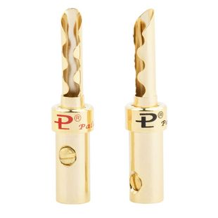 百威锯齿纯铜镀金音箱香蕉头功放音响接线带齿喇叭线免焊插头端子