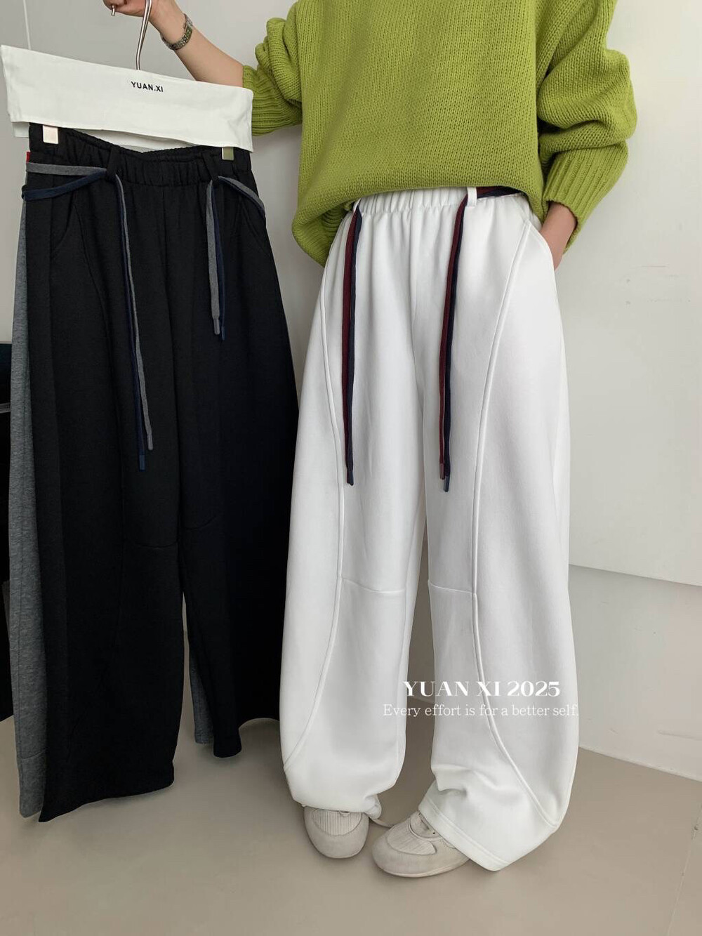 元熙7157韩系慵懒风加绒卫裤女秋冬宽松显瘦百搭休闲阔腿裤长裤子,女装/女士精品,休闲裤,淘宝优惠券,粉丝福利购,淘宝优惠卷