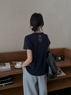 元熙6069韩系简约纯色圆领短袖T恤女2025夏季新款宽松显瘦上衣潮