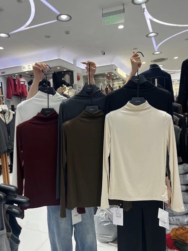 元熙3072-3半高领长袖T恤女秋冬百搭显瘦内搭加绒磨毛打底衫上衣