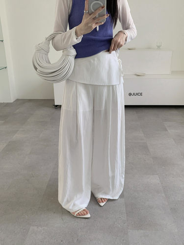 JUICE260110韩版简约百搭屁帘裤休闲直筒裤好宽松显瘦长裤子女夏