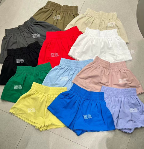 JVV90261韩版纯色松紧腰短裤女夏季新款百搭显瘦休闲喇叭阔腿裤子