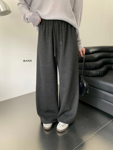 女宽松显瘦百搭休闲直筒裤 加绒加厚阔腿裤 1秋冬新款 JUICE250300