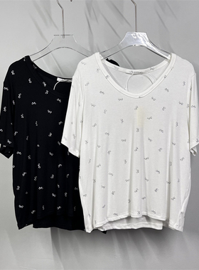 beyourself68160夏韩新款亮闪蝴蝶结百搭宽松短袖T恤打底衫女上衣