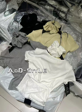 ADD92207夏新款韩系蕾丝拼接短袖T恤女修身显瘦百搭上衣带发圈潮