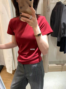 hers 2016 春夏新款圆领短袖纯色T恤 女简约经典百搭休闲修身上衣