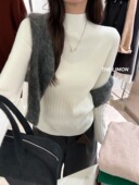 柠檬绿茶002肌理感弹力显瘦立领长袖 女2025秋冬新款 打底衫 针织衫