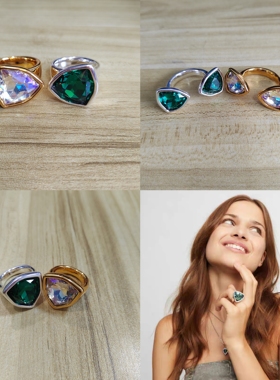 西班牙Unode50三角形水晶戒指小众设计秋冬新款ins高级配饰礼物