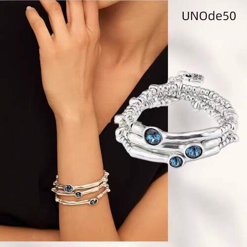 UNOde50三层蓝水晶叠带手链高级