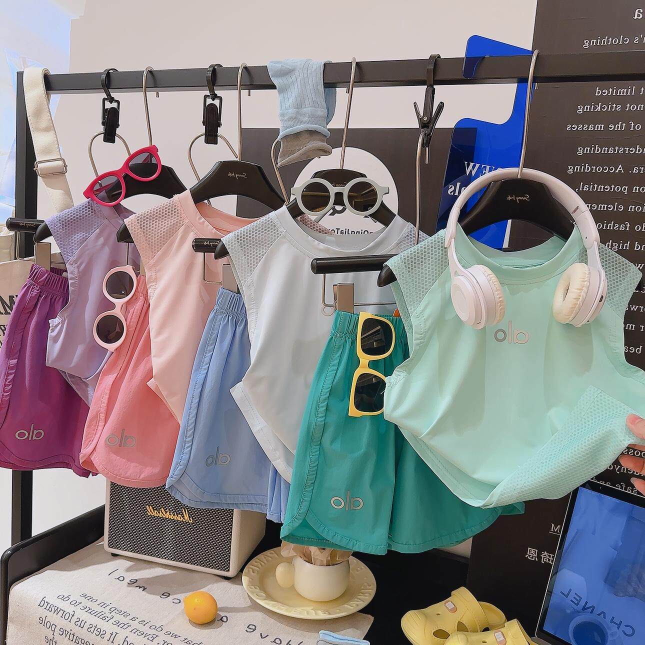 儿童背心套装2026新款冰感速干透气休闲无袖男童女童夏季运动套装