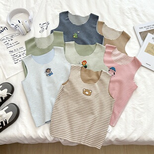 保暖 儿童校服炫彩蚕丝羊毛保暖背心双面磨毛童装 2024秋季 新款