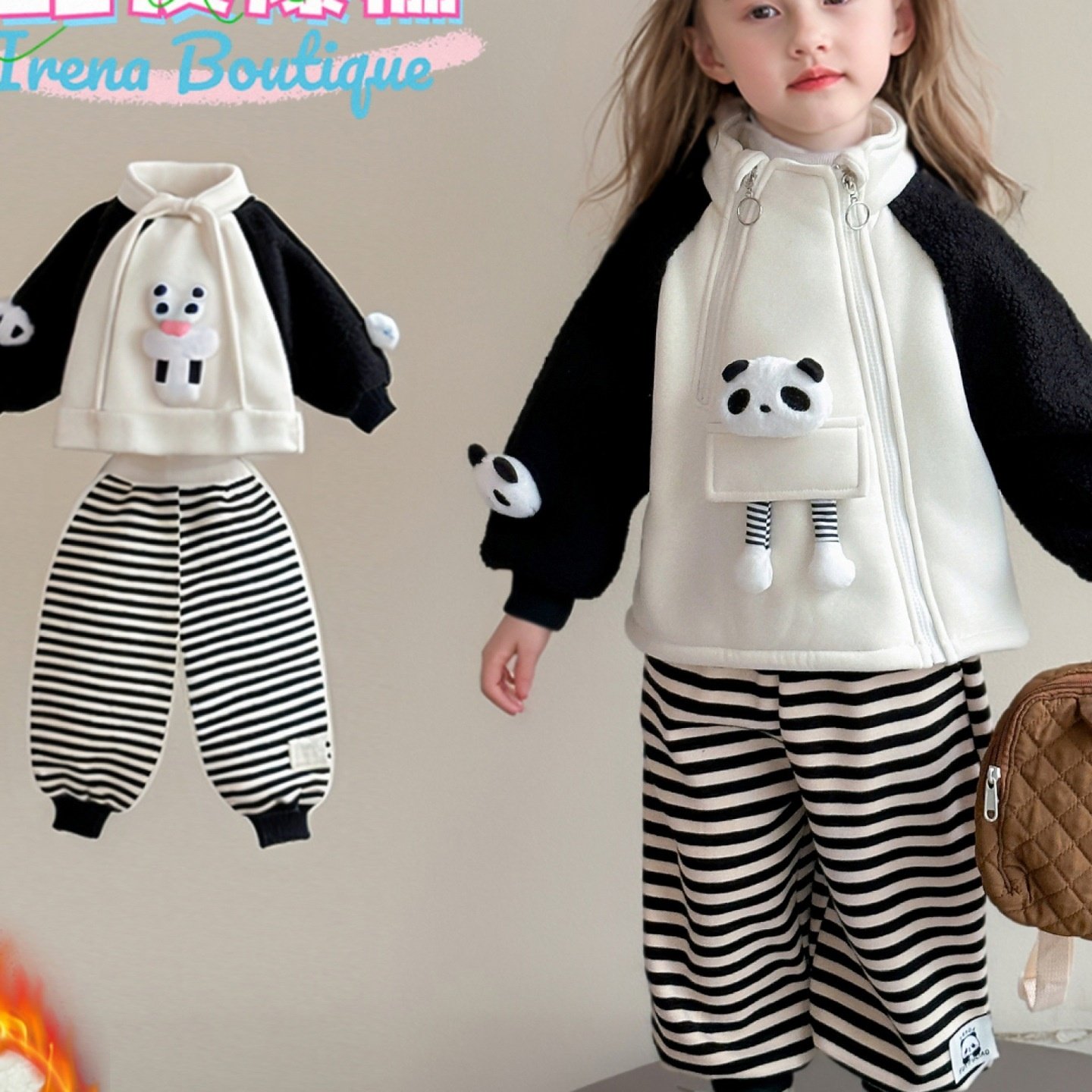 【加绒】儿童冬款防风套装女童撞色运动卫衣套装宝宝条纹休闲棉服,童装/婴儿装/亲子装,儿童运动套装,淘宝优惠券,粉丝福利购,淘宝优惠卷