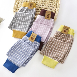 儿童德绒裤子中大童格子秋裤潮男童单裤女孩秋冬保暖裤可外穿