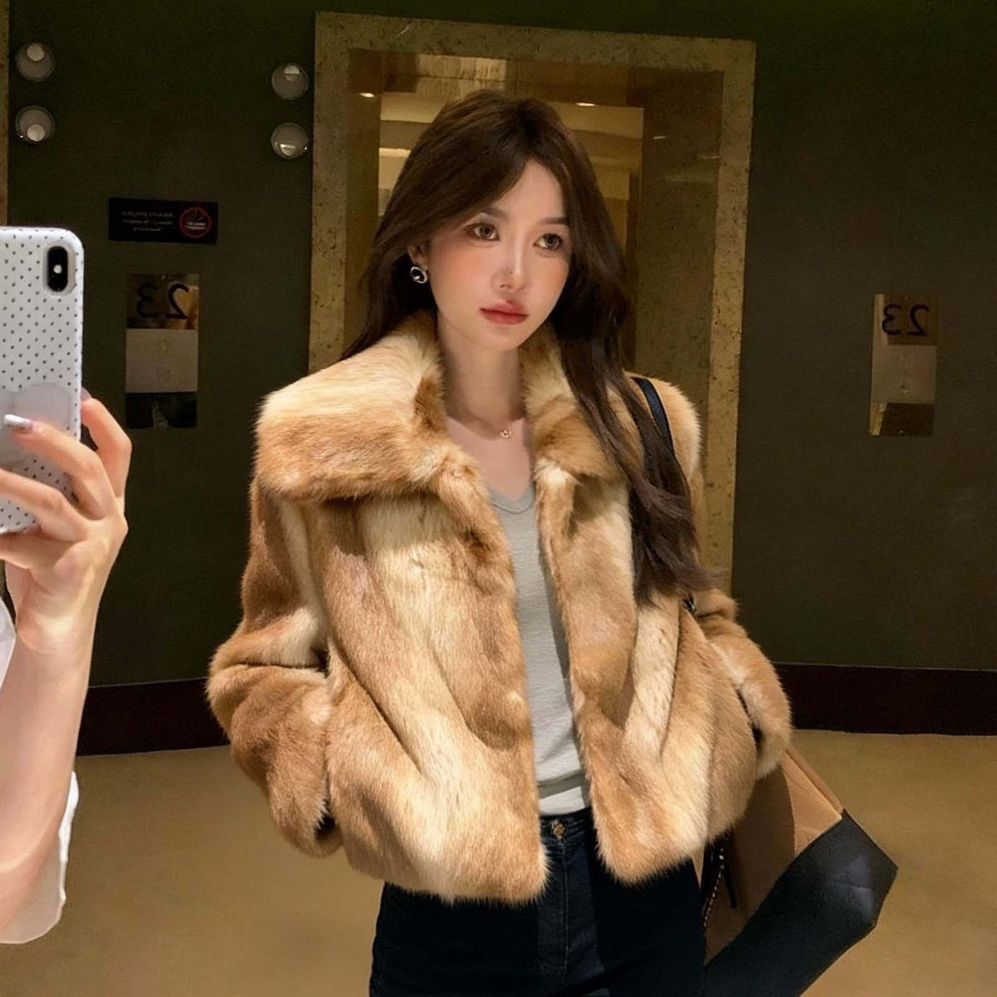 有实拍时尚真兔毛皮草外套