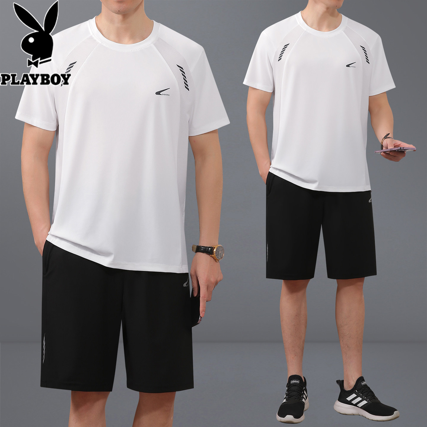 花花公子中老年爸爸夏套装冰丝2026新款短袖短裤休闲男士夏季父亲