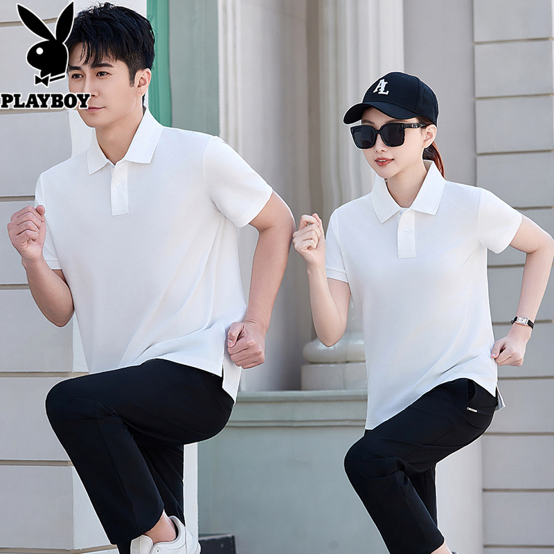花花公子2026新款夏装POLO男女短袖长裤棉休闲运动套装情侣两件套