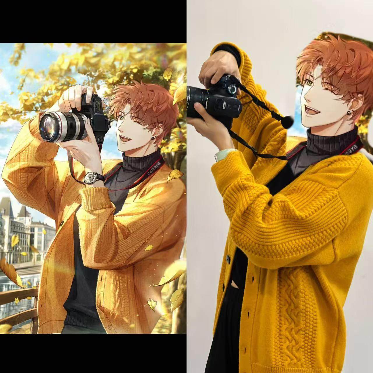 光夜夏鸣星同款黄色针织毛衣外套羊绒北极绒秋冬保暖外套