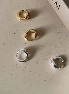 韩国小众设计S925纯银镀金迷你简约百搭水滴耳环女耳圈耳扣通勤
