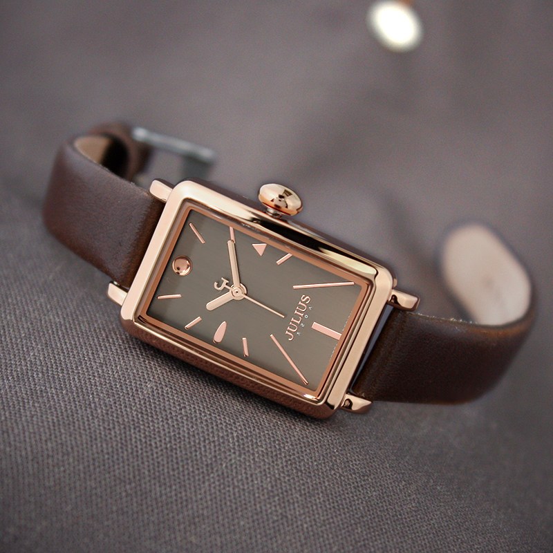 正品聚利时手表皮带长方形水钻学生时尚潮流防水简约复古时装女表