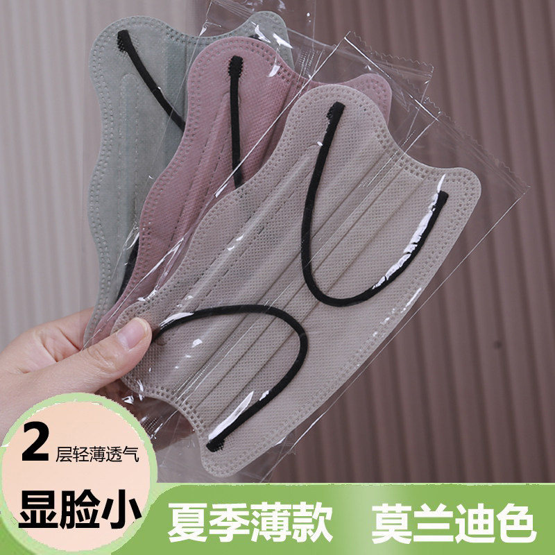 莫兰迪色薄款口罩女士透气二层