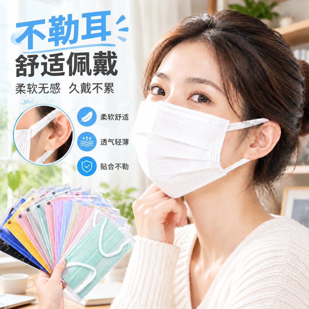 不勒耳一次性口罩成人单独立包装图片