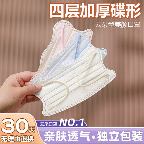 四层加厚蝶形口罩女高颜值2025新款秋冬季白色一次性护眼角显脸小