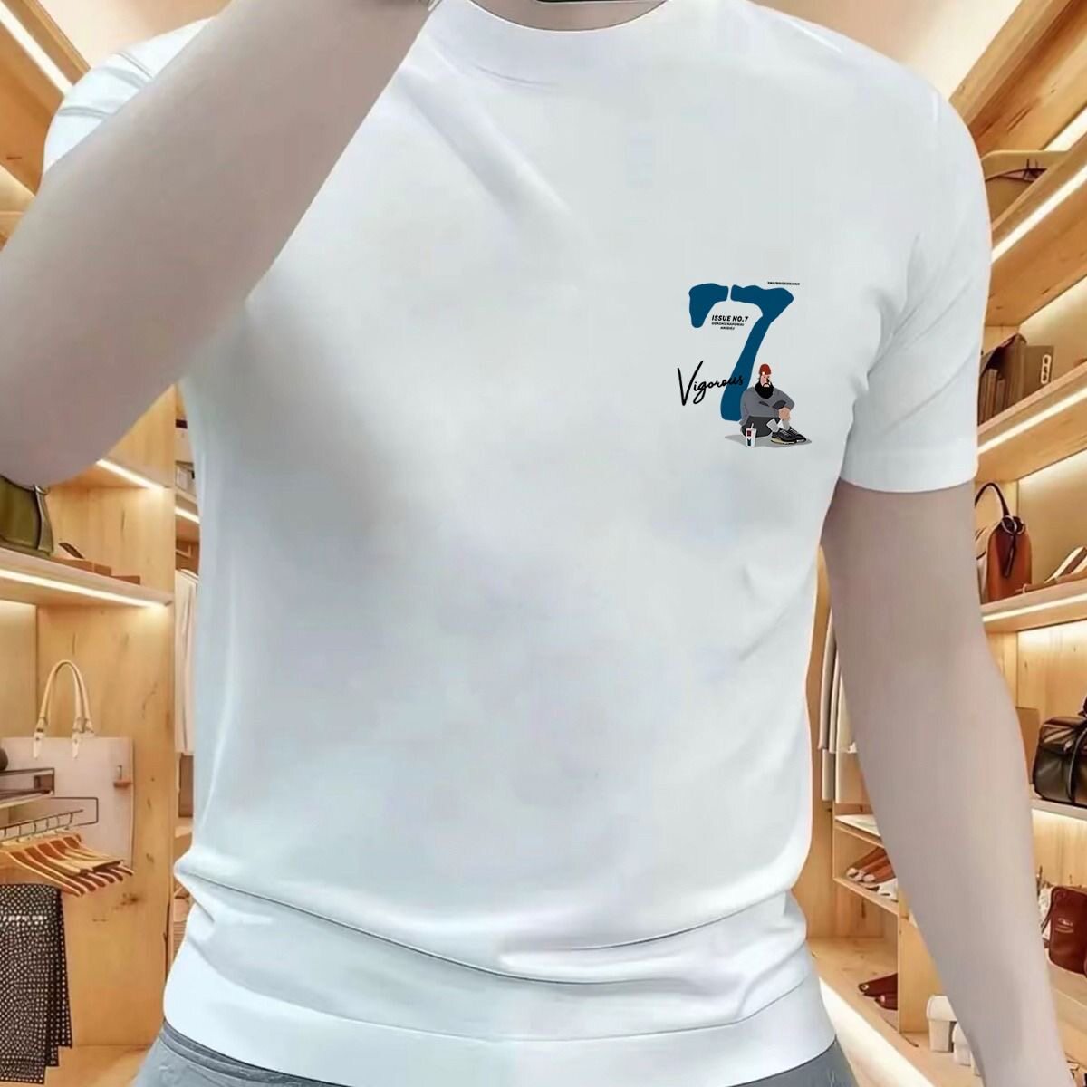 男士短袖T恤夏季新款ins潮流印花半袖上衣休闲百搭圆领体恤衫男装
