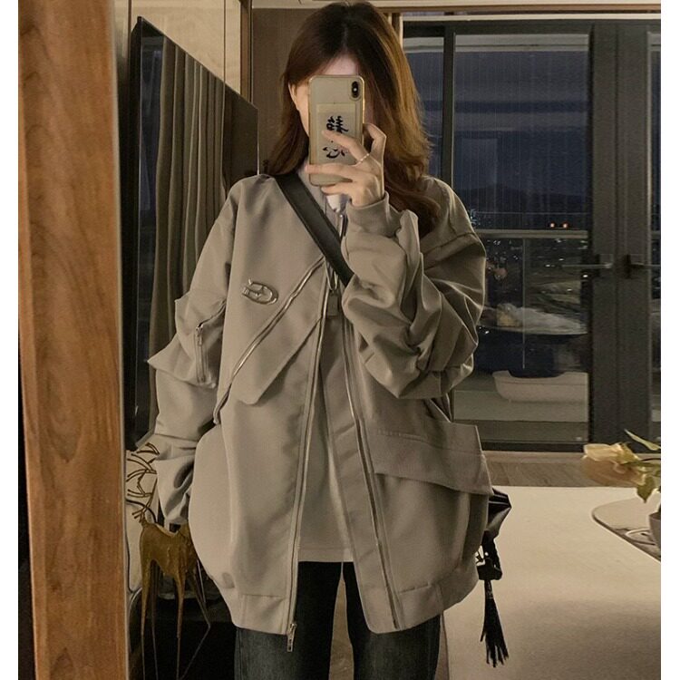 美式铁标设计感小众飞行服夹克外套男女棒球服工装上衣情侣春秋装