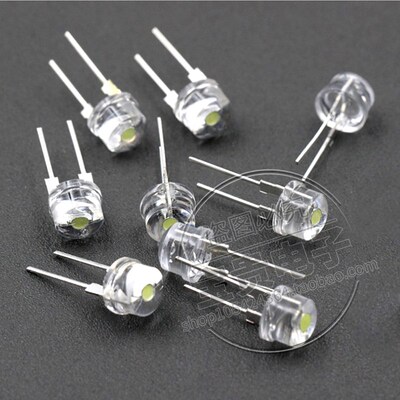 F8/8mm草帽 支架短脚 直插LED指示灯珠 发光二极管 白光红蓝绿黄