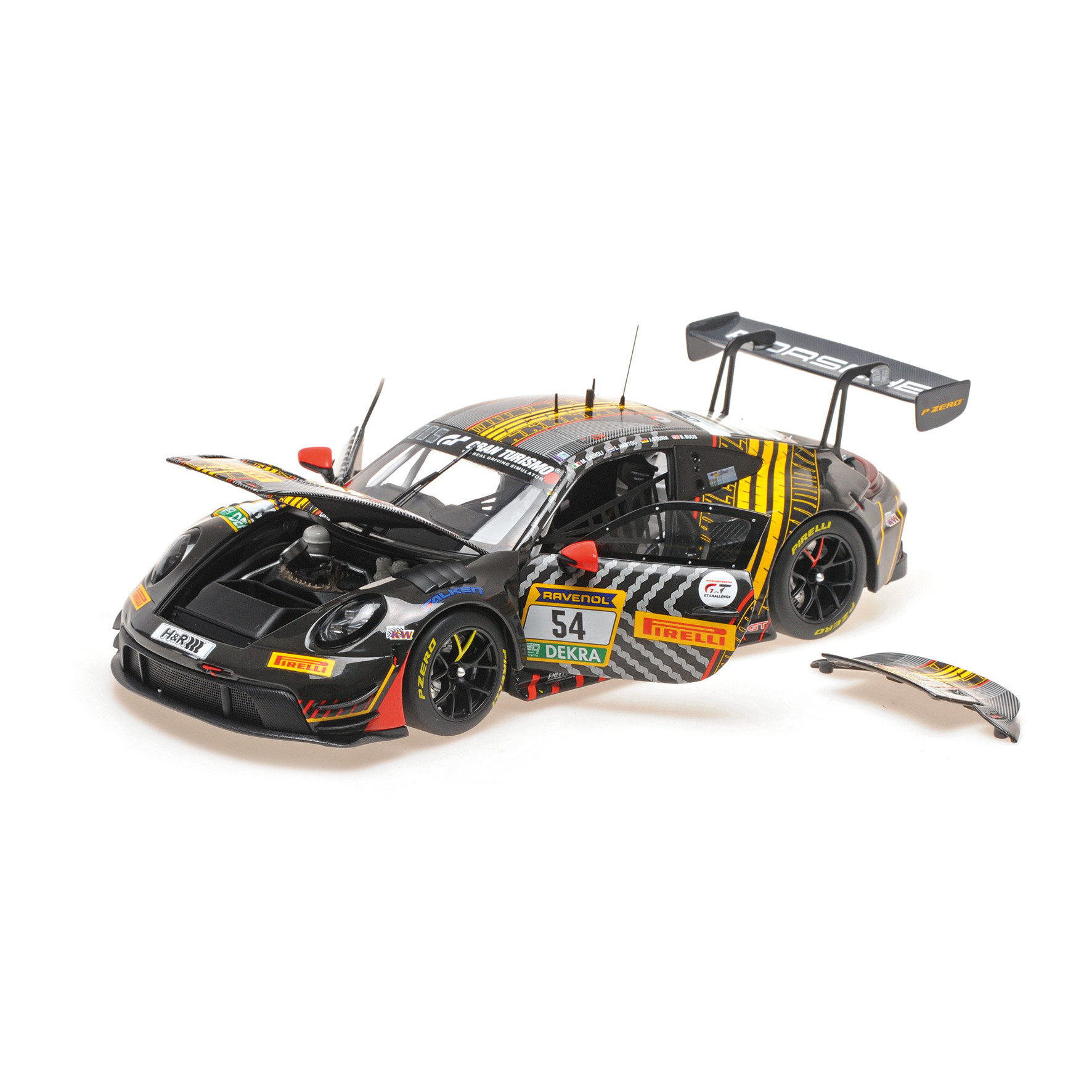 预售 迷你切 1:18 保时捷911 GT3R 2025纽博格林24h季军 全开车模图片