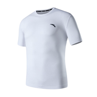 安踏冰丝短袖男T恤夏季男士绿色速干宽松官方旗舰店男款健身衣服