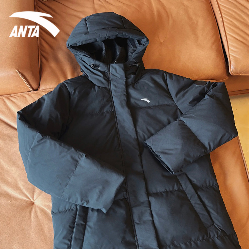 安踏羽绒服中长款外套加绒2025新款冬季女士防风加厚防泼水运动服