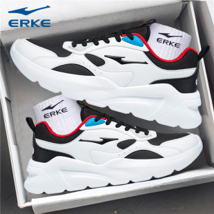 皮面运动鞋 子旗舰店跑步鞋 秋冬男款 休闲老爹鞋 男 白鞋 鸿星尔克男鞋