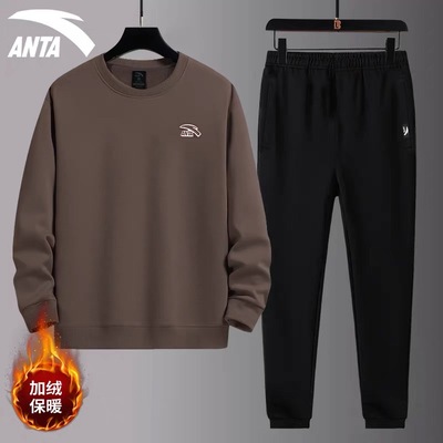安踏官网新款加绒运动套装休闲装