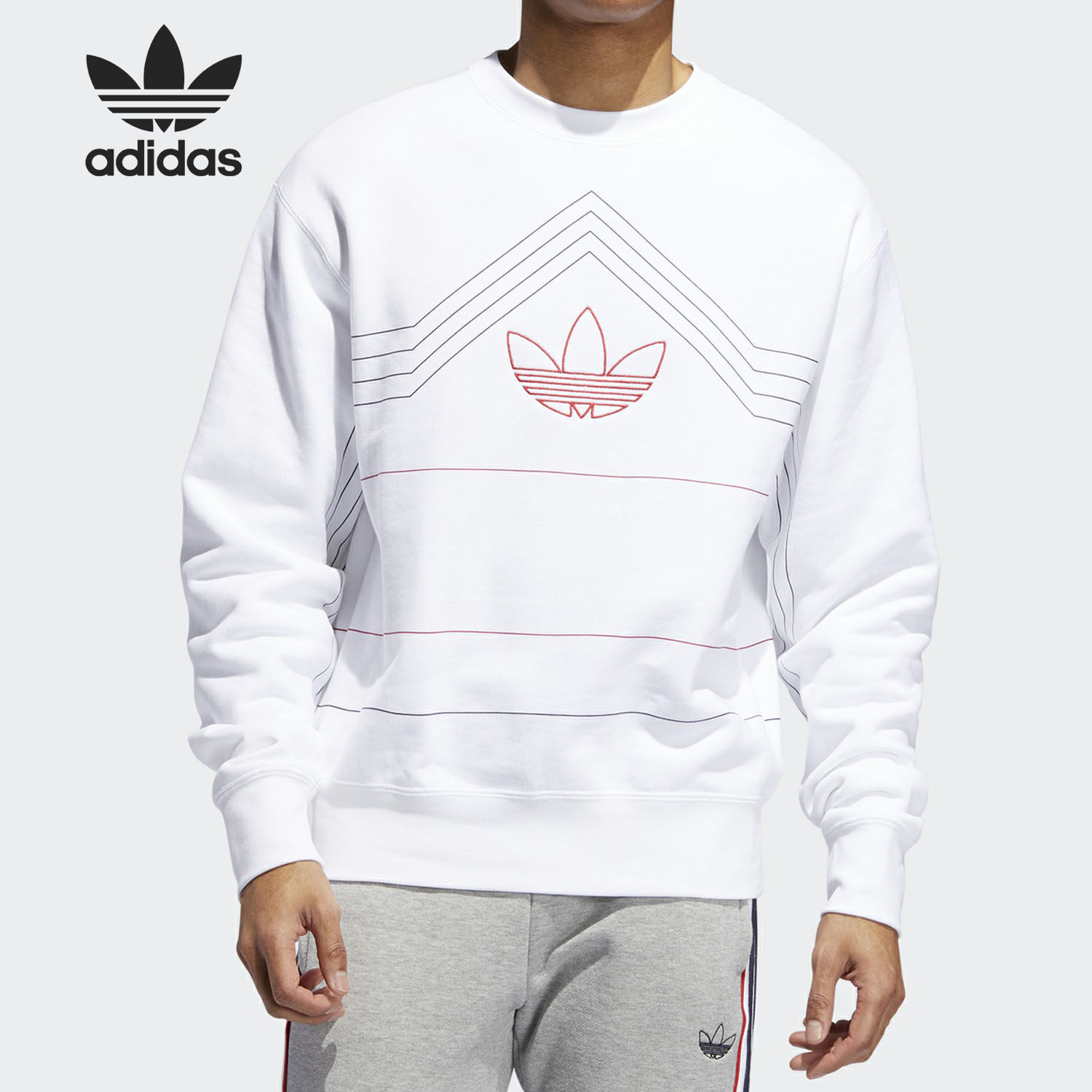 Adidas/阿迪达斯正品三叶草男子RIVALRY CREW套头卫衣ED5660