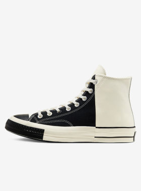 黑白拼接高低帮帆布鞋Converse