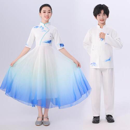 儿童合唱演出服新中式中山装
