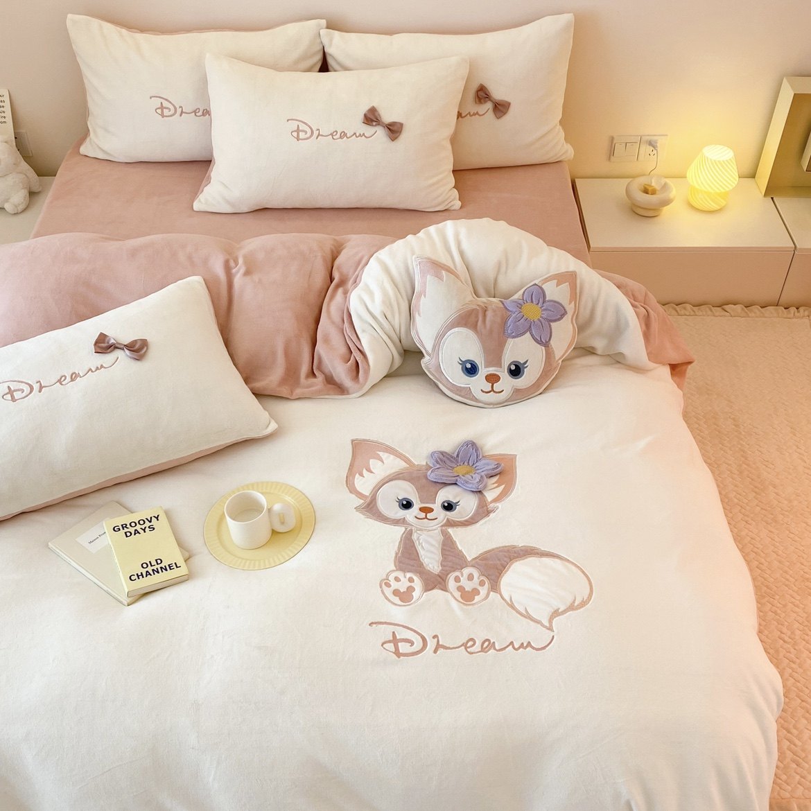 玲娜贝儿卡通刺绣牛奶绒冬季加厚保暖珊瑚法莱绒四件套床上用品,床上用品,床品套件/四件套/多件套,淘宝优惠券,粉丝福利购,淘宝优惠卷