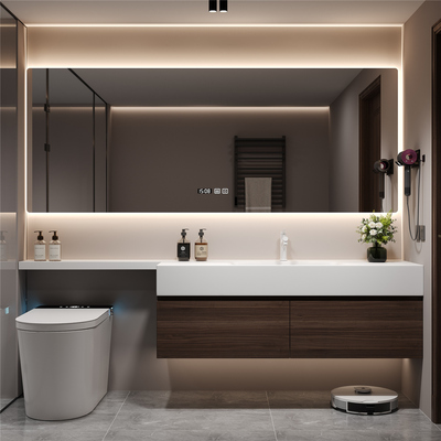 浴室柜岩板热弯一体盆洗漱台定制