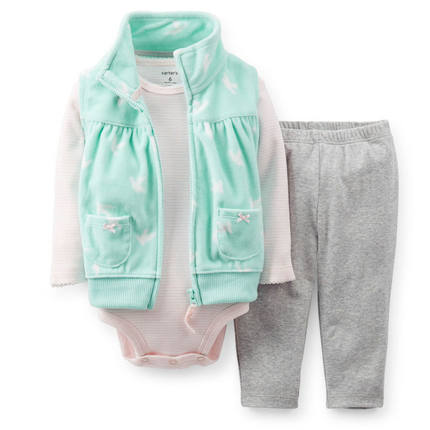 亏本清仓不卖了 carters卡特套装春哈衣女童长裤婴儿连体衣三件套