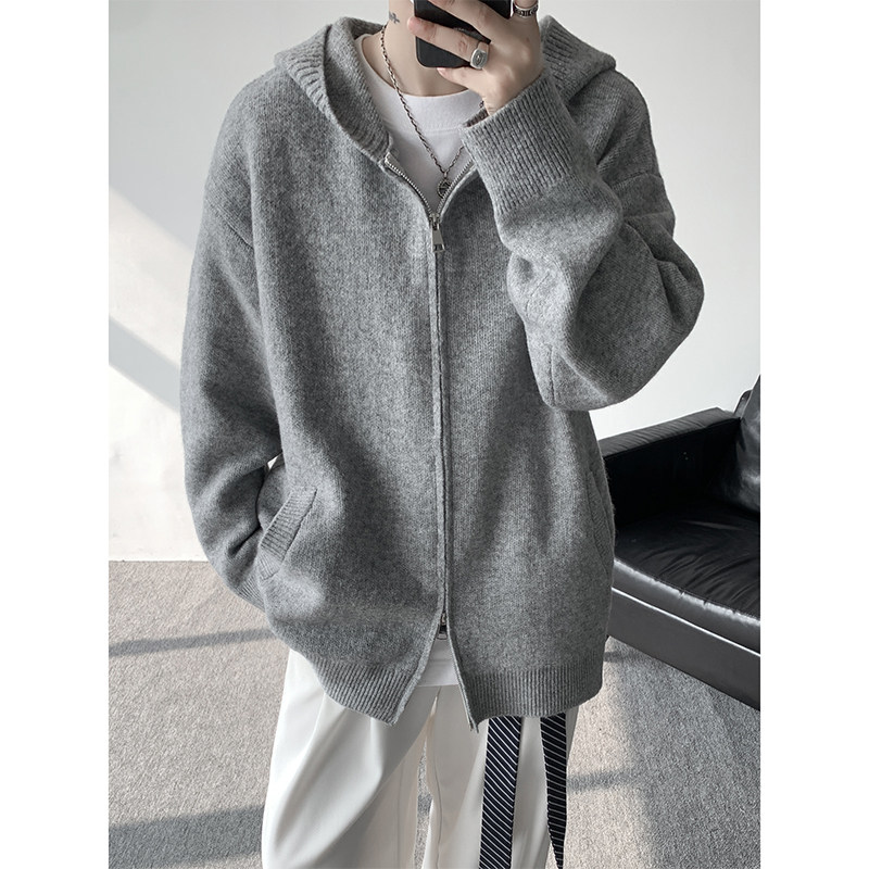 现货502-2-MY770-特P58秋冬季连帽针织毛衣男慵懒风宽松潮流外套,男装针织衫/毛衣,星座502-2（原1014A）