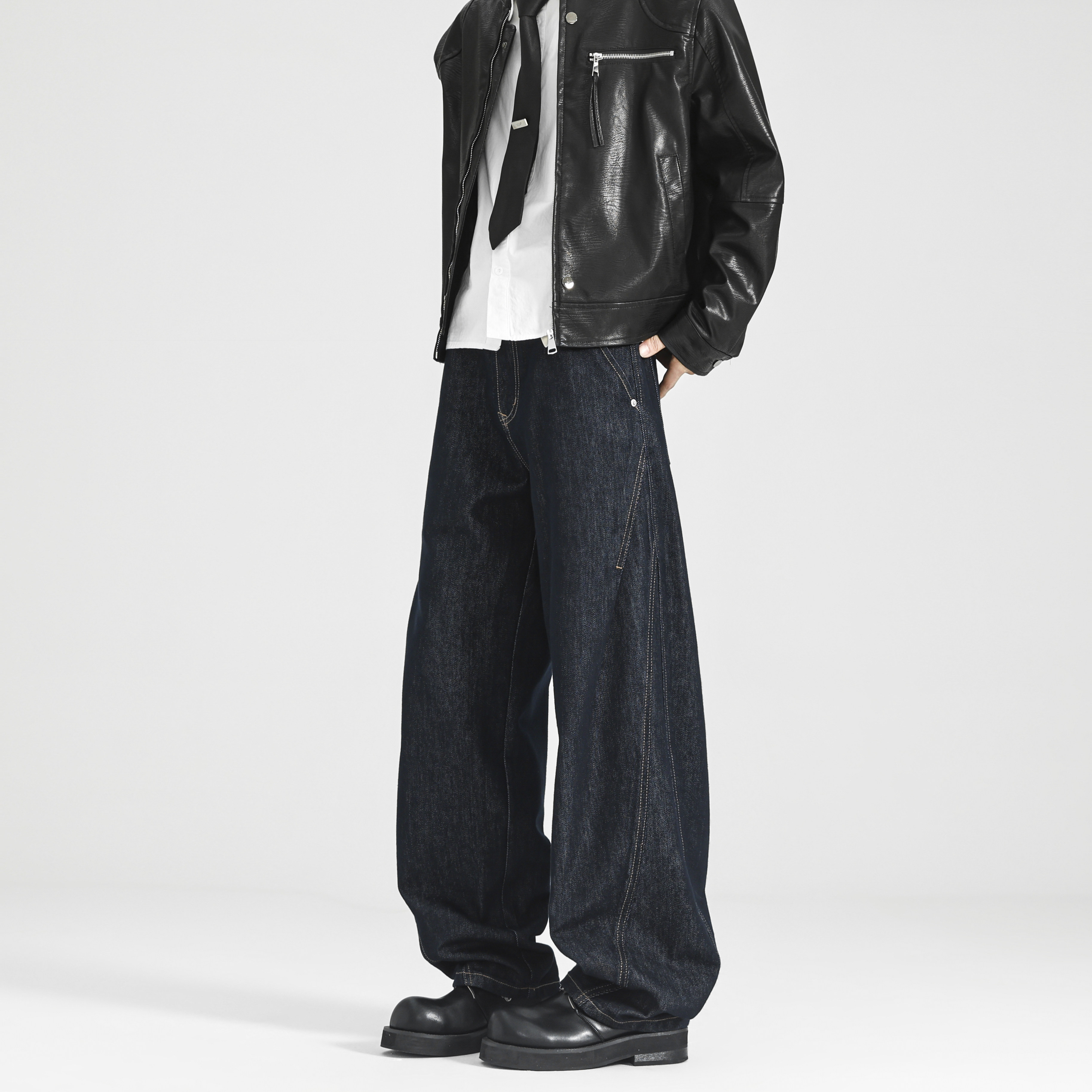 现货502-2-KZ067-P68春款弯刀牛仔裤男宽松阔腿长裤控98，男装牛仔裤，星座502-2（原1014A）