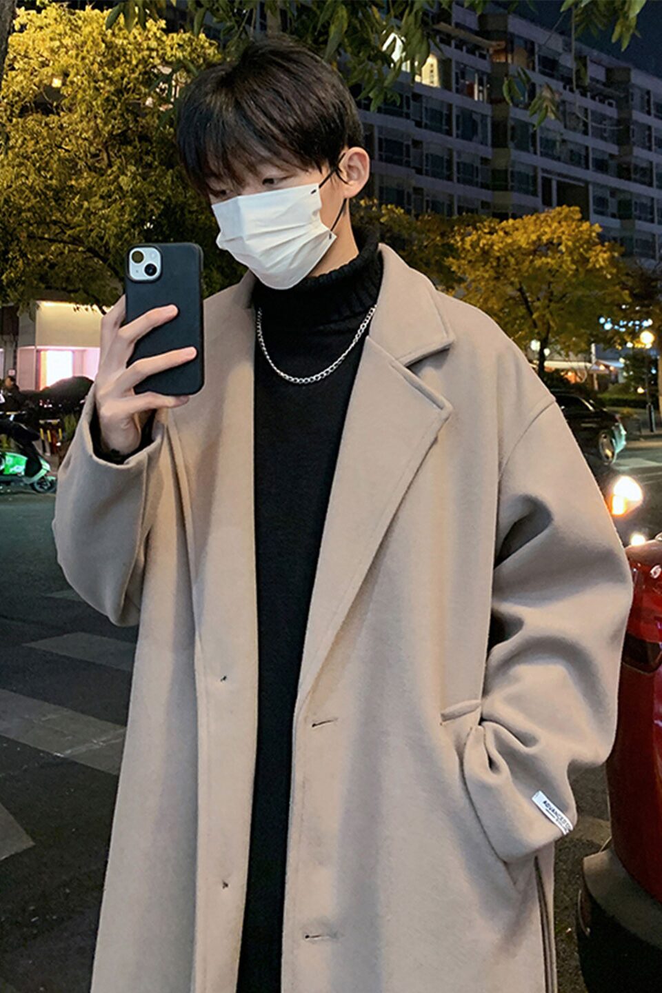 502-2-N011-P128现货毛呢大衣中长款男女秋冬季长款过膝风衣控168图片